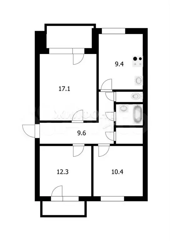 3-к. квартира, 64,4 м, 5/5 эт. - Фото 0