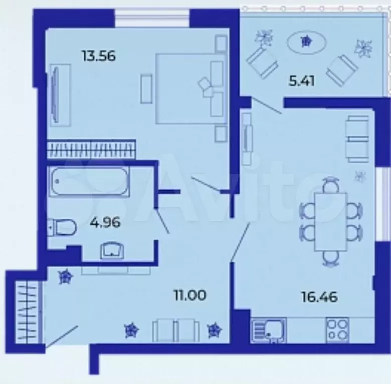 1-к. квартира, 50,7 м, 9/9 эт. - Фото 1