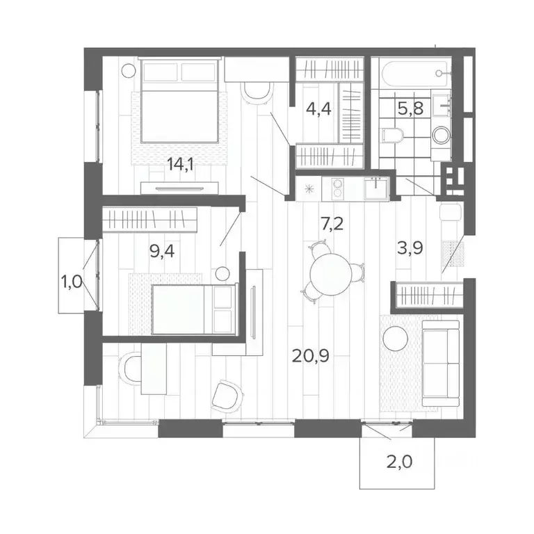 3-к кв. Алтайский край, Барнаул тракт Змеиногорский, 35Б (68.7 м) - Фото 0