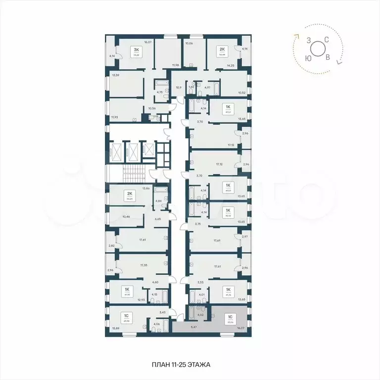 Квартира-студия, 25,6 м, 21/25 эт. - Фото 1