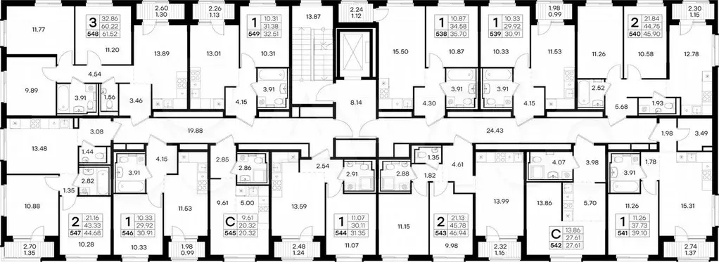 1-к. квартира, 39,1 м, 5/9 эт. - Фото 1