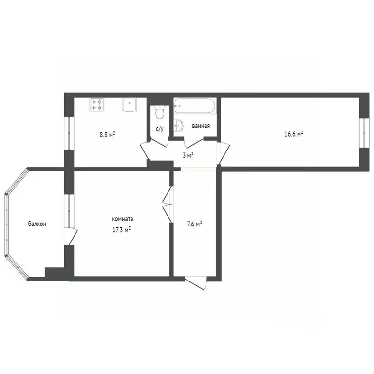 2-к кв. Красноярский край, Красноярск Караульная ул., 82 (56.6 м) - Фото 1