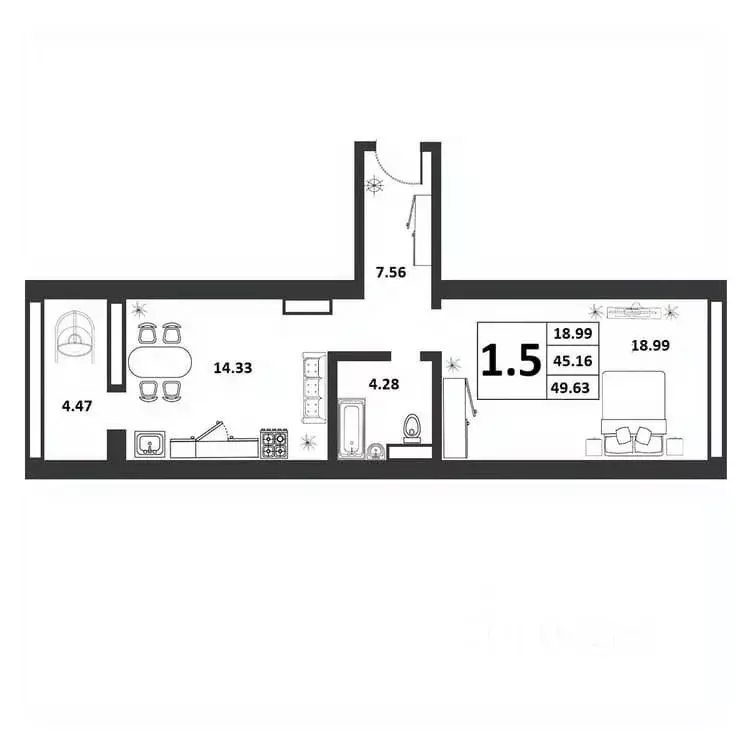 1-к кв. Новгородская область, Великий Новгород ул. Якова Павлова, 15 ... - Фото 1