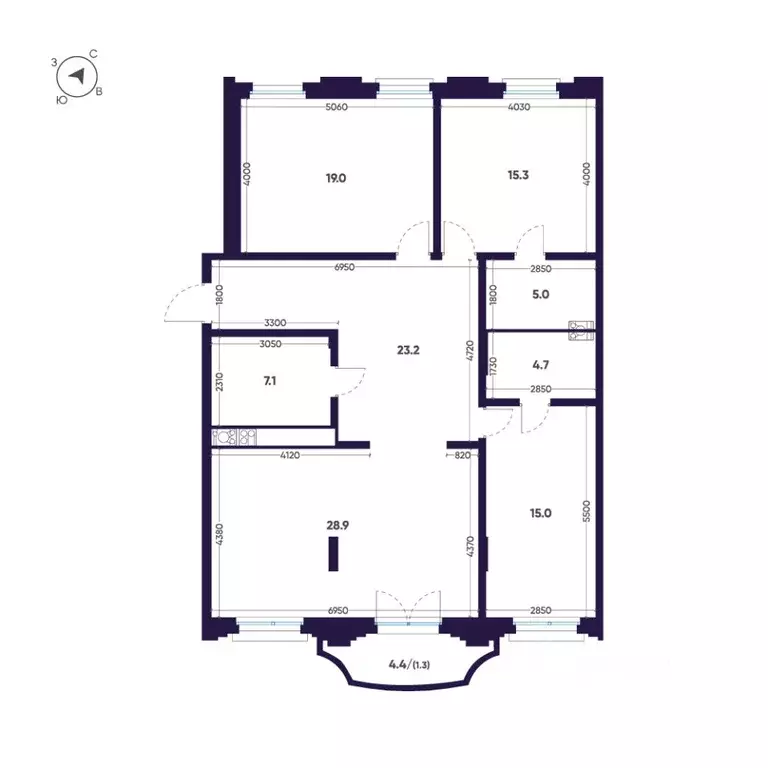 3-к кв. Санкт-Петербург наб. Реки Пряжки (119.5 м) - Фото 1