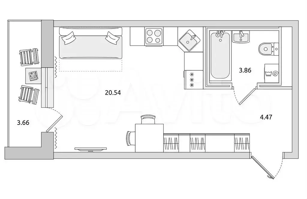 Квартира-студия, 29 м, 9/18 эт. - Фото 0
