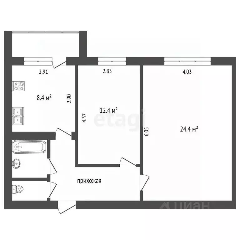 2-к кв. Калужская область, Калуга бул. Сиреневый, 3 (57.8 м) - Фото 1