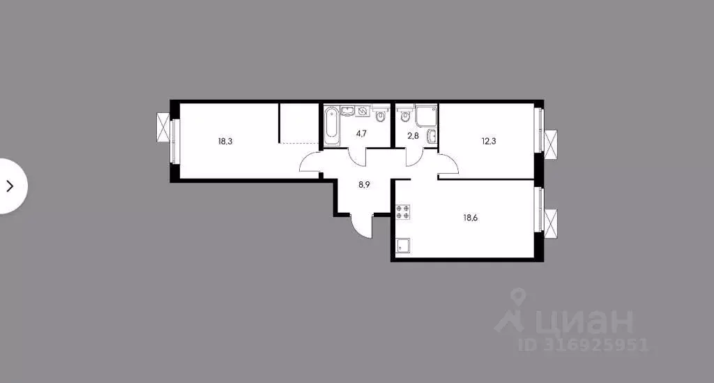 2-к кв. Московская область, Балашиха ул. Реутовская, 11 (64.9 м) - Фото 1