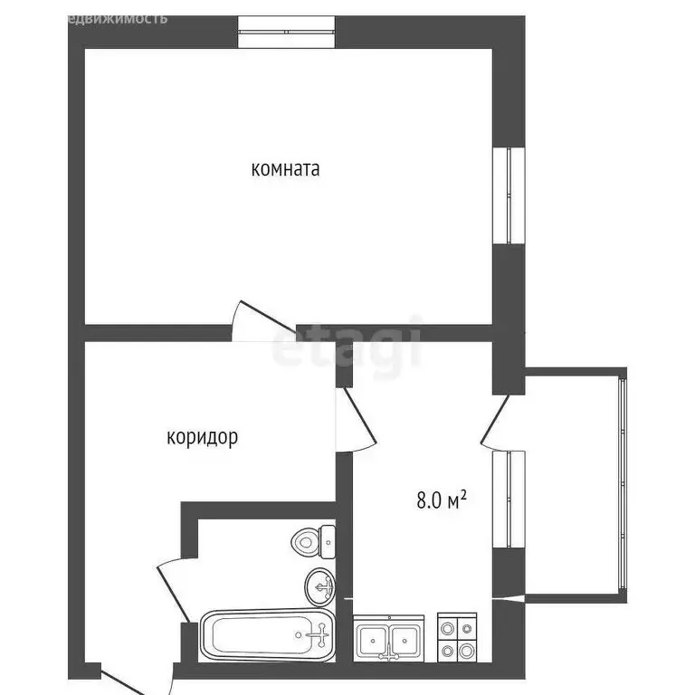 1-комнатная квартира: Волгореченск, Набережная улица, 32 (34.9 м) - Фото 1