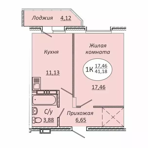 1-комнатная квартира: новосибирск, коммунстроевская улица, 146 (41.18 . - Фото 0