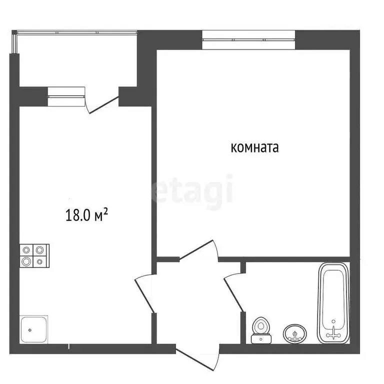 1-комнатная квартира: Калужская область, Жуковский муниципальный ... - Фото 1