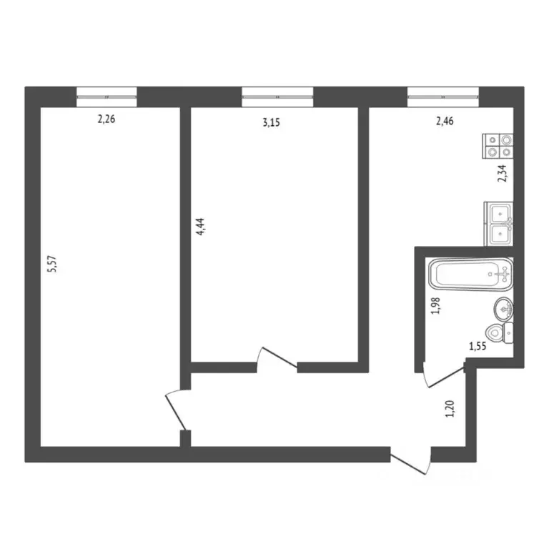 2-к кв. Тюменская область, Тюмень ул. Пермякова, 8 (43.0 м) - Фото 2