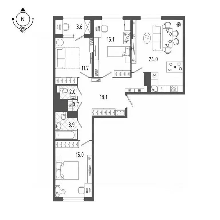 3-к кв. Санкт-Петербург бул. Измайловский, 9 (92.2 м) - Фото 0