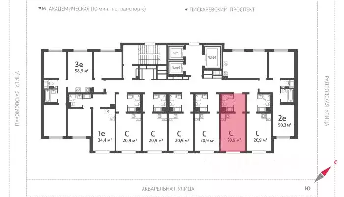 Студия Санкт-Петербург ул. Пахомовская, 14к2 (20.9 м) - Фото 0