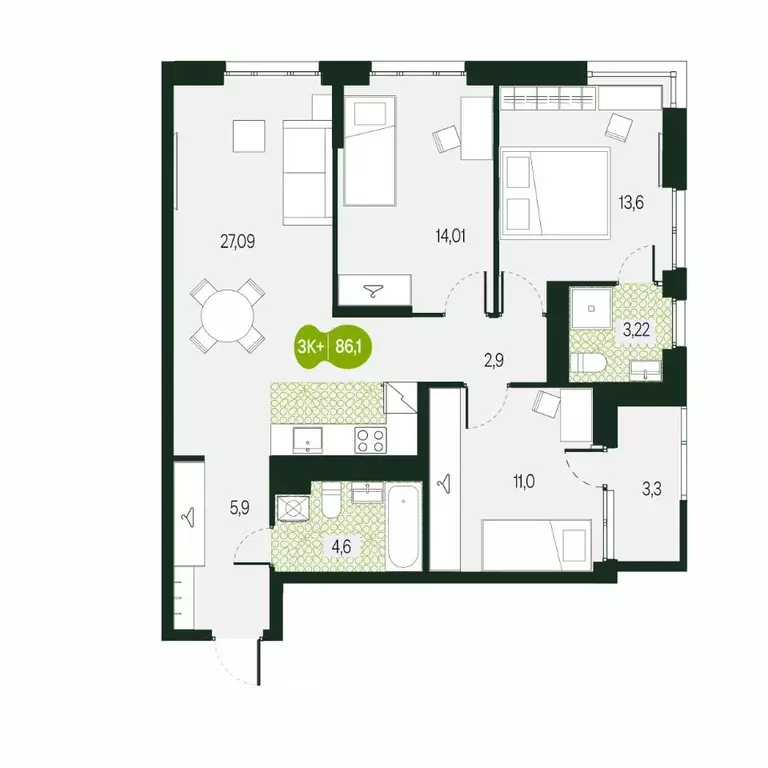 4-к кв. Забайкальский край, Чита Каштакский мкр,  (86.1 м) - Фото 1