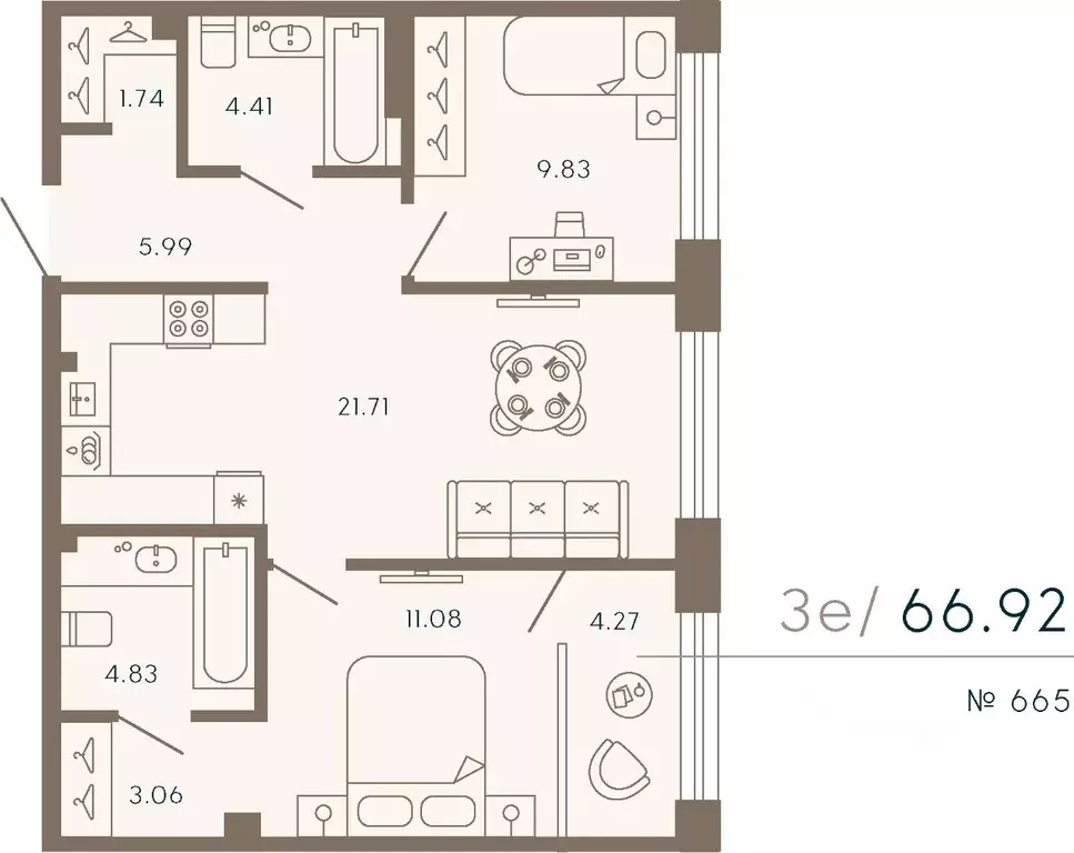 2-к кв. Санкт-Петербург Ремесленная ул., 17литЗ (68.13 м) - Фото 0