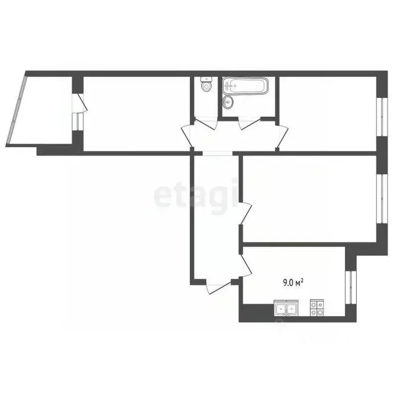 3-к кв. Омская область, Омск просп. Комарова, 27 (63.3 м) - Фото 1