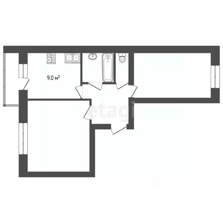 2-к кв. Кемеровская область, Юрга Кузбасский просп., 28А (46.3 м) - Фото 1