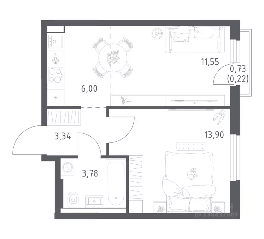 1-к кв. Башкортостан, Уфа ул. Минигали Губайдуллина, 8к9 (38.79 м) - Фото 1