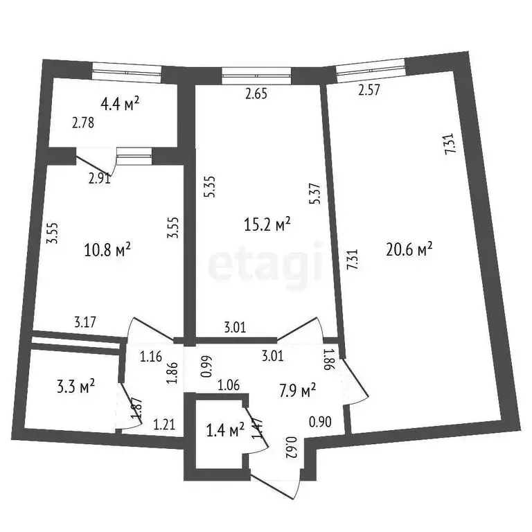 2-комнатная квартира: Санкт-Петербург, набережная Миклухо-Маклая, 3к1 ... - Фото 0