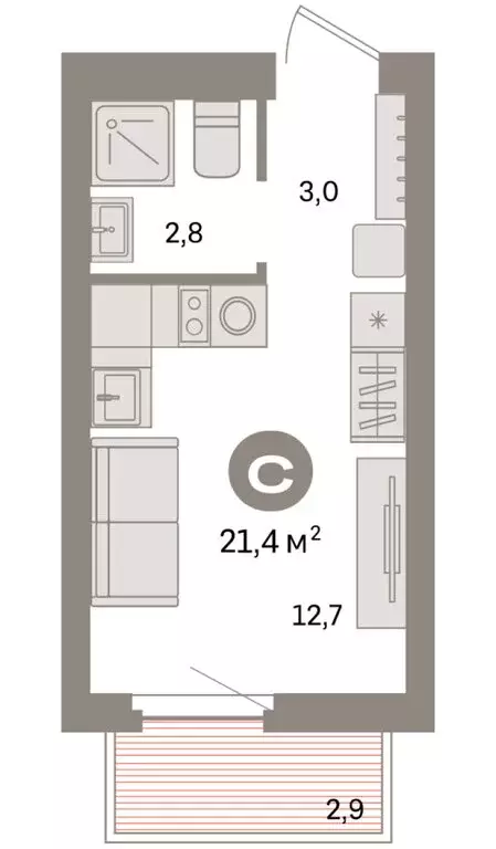Квартира-студия: Екатеринбург, жилой район Сортировочный, микрорайон ... - Фото 2