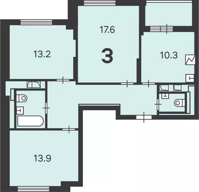 3-к кв. Москва Промышленный проезд, 4 (73.8 м) - Фото 2