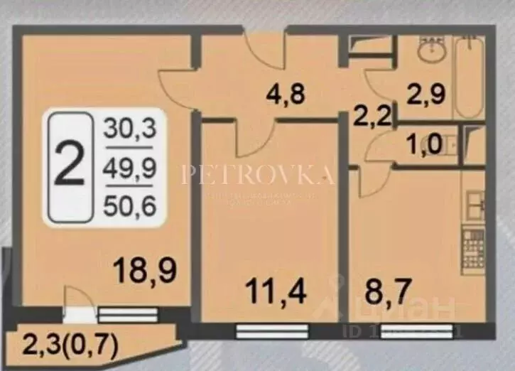 2-к кв. Москва 2-й Грайвороновский проезд, 38к2 (50.3 м) - Фото 2