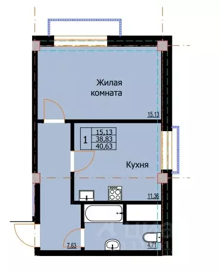 1-к кв. Ставропольский край, Ессентуки  (40.63 м) - Фото 1