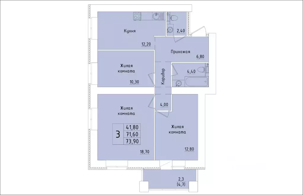 3-к кв. Кировская область, Киров Хлебозаводской проезд, 6 (73.9 м) - Фото 1
