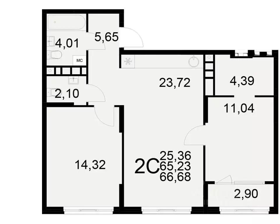 2-к кв. Рязанская область, Рязань ул. Бирюзова (65.23 м) - Фото 0