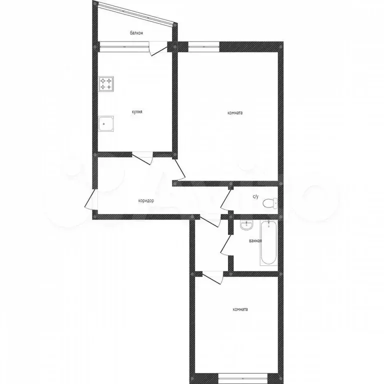 2-к. квартира, 56,4 м, 6/9 эт. - Фото 0