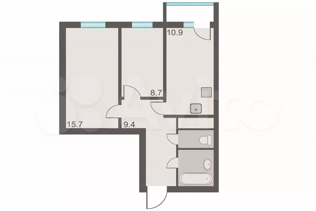 2-к. квартира, 48,7 м, 12/25 эт. - Фото 0