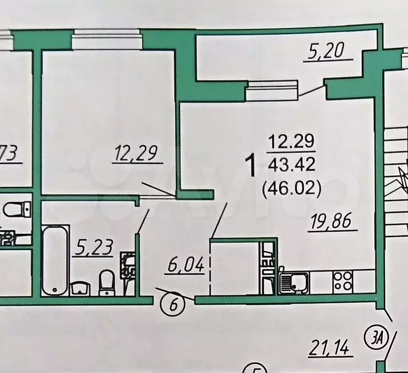 1-к. квартира, 46 м, 2/9 эт. - Фото 0