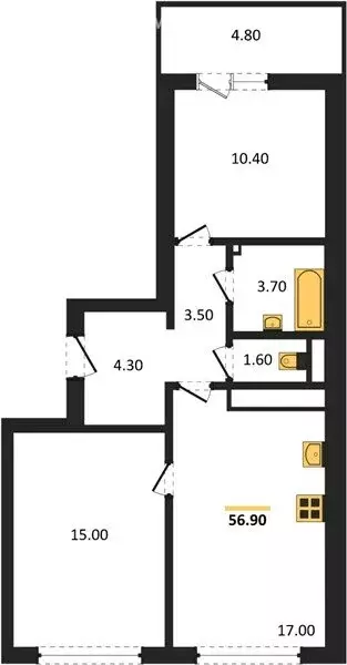 2-комнатная квартира: Воронеж, проспект Труда, 93к4 (56.6 м) - Фото 1