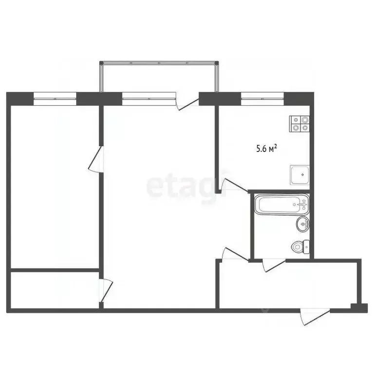 2-к кв. Самарская область, Самара Аэродромная ул., 110 (45.6 м) - Фото 2