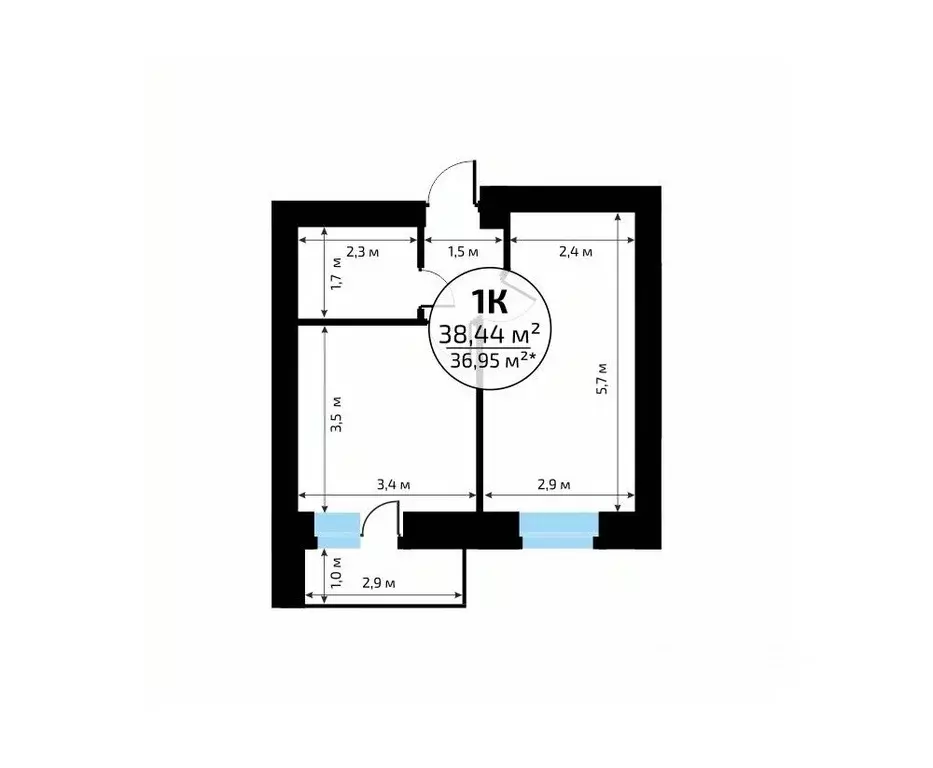 1-к кв. Самарская область, Самара пос. Мехзавод, 1-й кв-л, 50 (38.44 ... - Фото 2