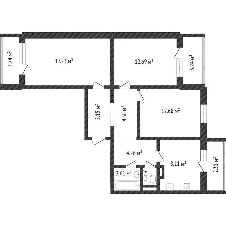3-комнатная квартира: Белгород, улица Щорса, 56А (81 м) - Фото 0