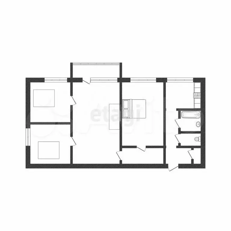 4-к. квартира, 60,7 м, 3/5 эт. - Фото 0