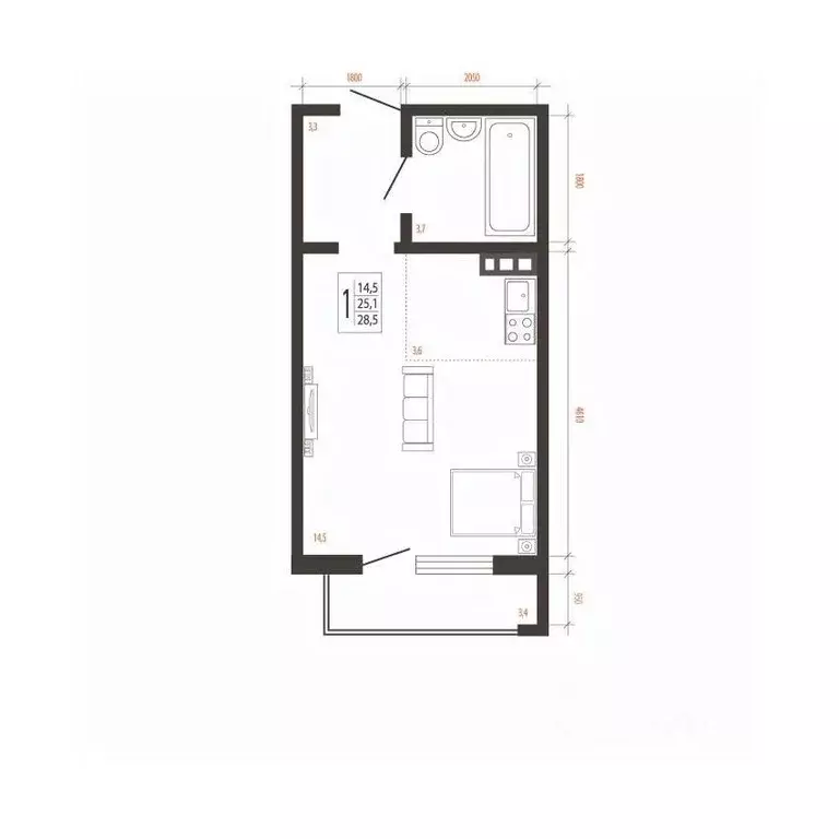 1-к кв. Иркутская область, Иркутск Сарафановская ул. (28.5 м) - Фото 0