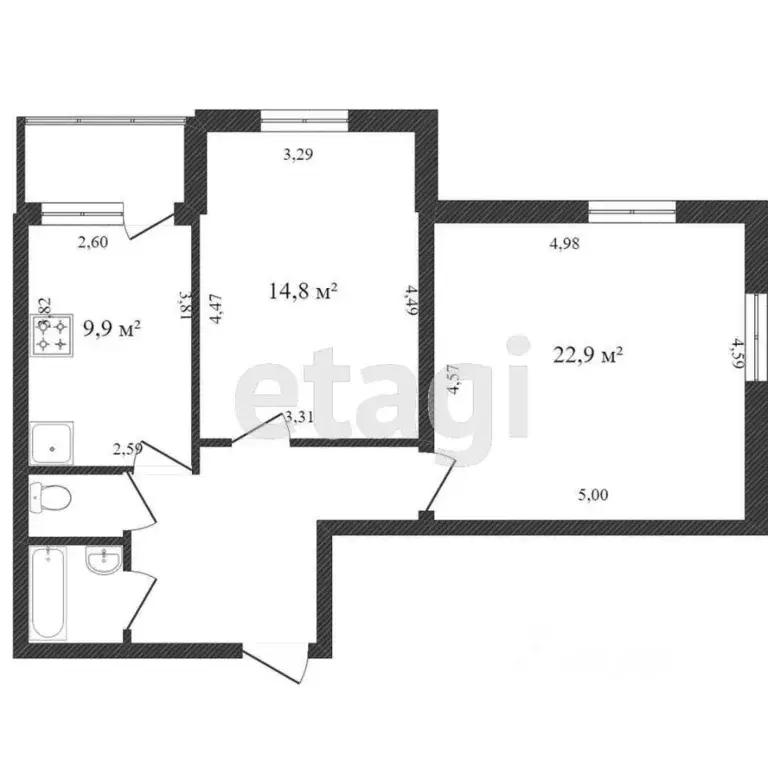 2-к кв. Белгородская область, Белгородский район, Поселок Октябрьский ... - Фото 2