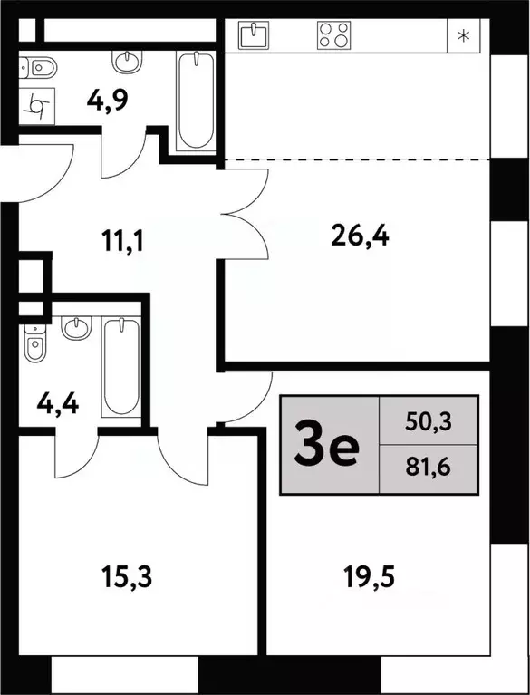 3-к кв. Москва Фестивальная ул., 15к6 (81.6 м) - Фото 0