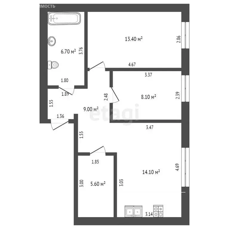 2-комнатная квартира: Пермь, Хрустальная улица, 8А (57.5 м) - Фото 0