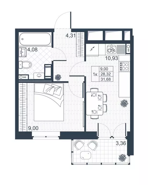 1-комнатная квартира: Коммунар, массив Ижора (30 м) - Фото 0