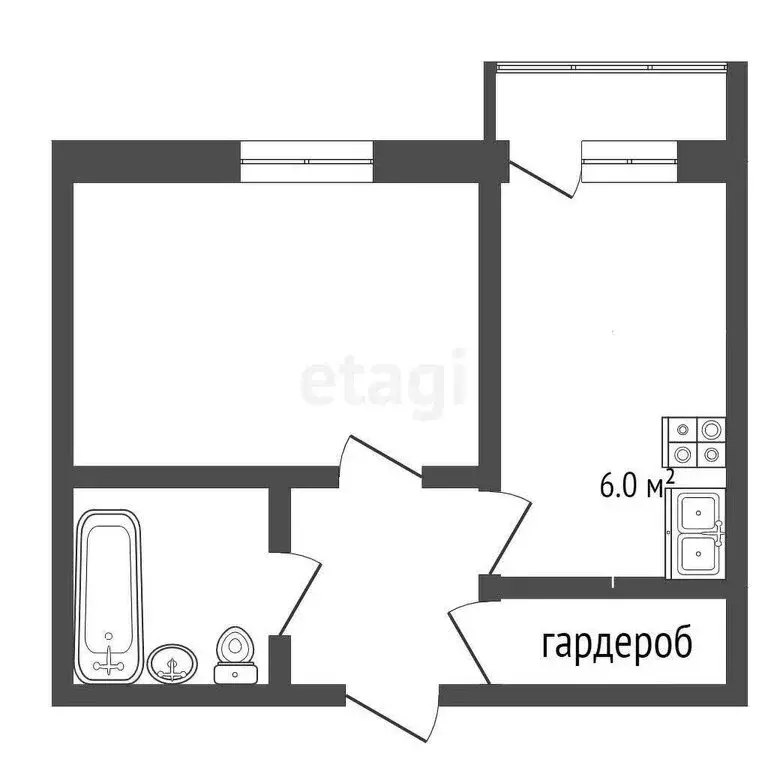 1-комнатная квартира: Вологда, Ленинградская улица, 64 (28 м) - Фото 1