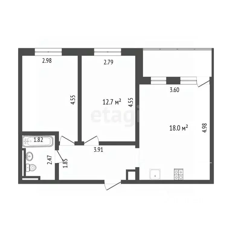 2-к кв. Тюменская область, Тюмень ул. Павла Шарова, 44 (53.9 м) - Фото 1