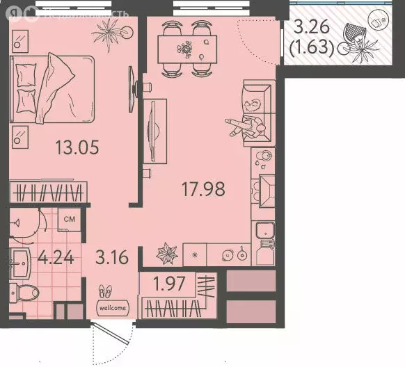 1-комнатная квартира: Краснодар, улица имени Б.С. Кудухова, 1к1 (40.8 ... - Фото 1