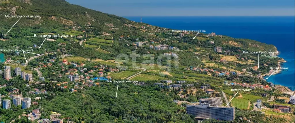 Участок в Крым, Ялта муниципальный округ, Массандра пгт ш. ... - Фото 1
