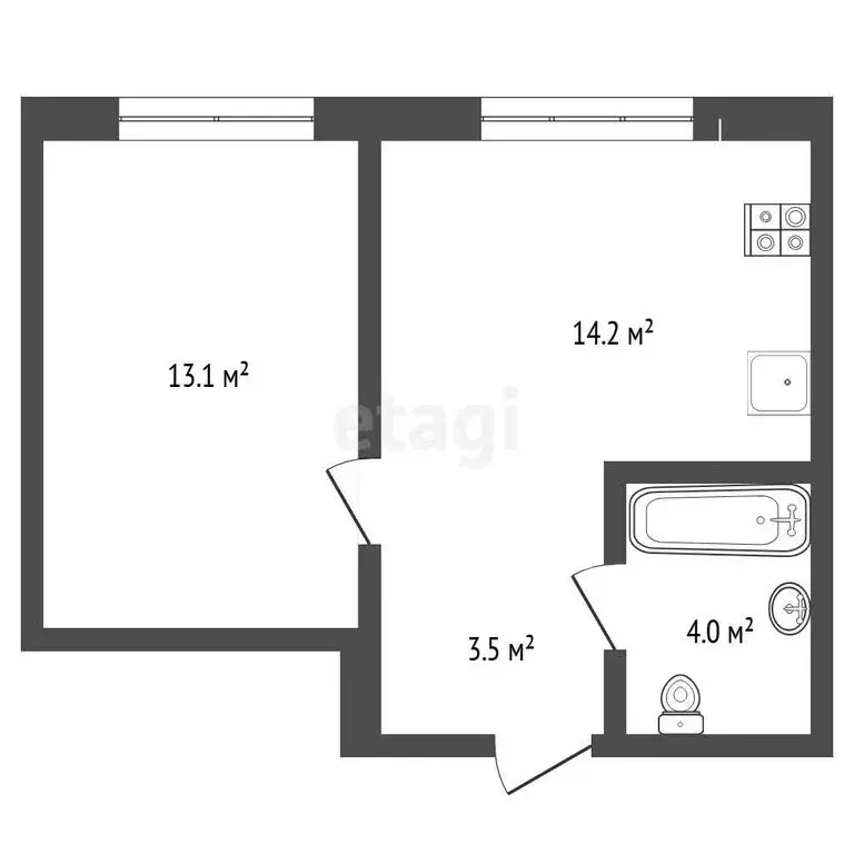 1-комнатная квартира: Тюмень, Новгородская улица, 22 (34.8 м) - Фото 1