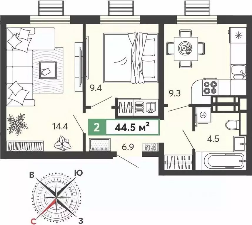 2-к кв. Пензенская область, Пензенский район, Засечный сельсовет, с. ... - Фото 1