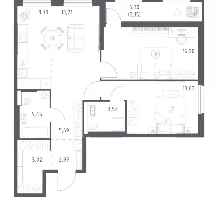 2-к кв. Башкортостан, Уфа ул. Минигали Губайдуллина, 8к9 (76.64 м) - Фото 1