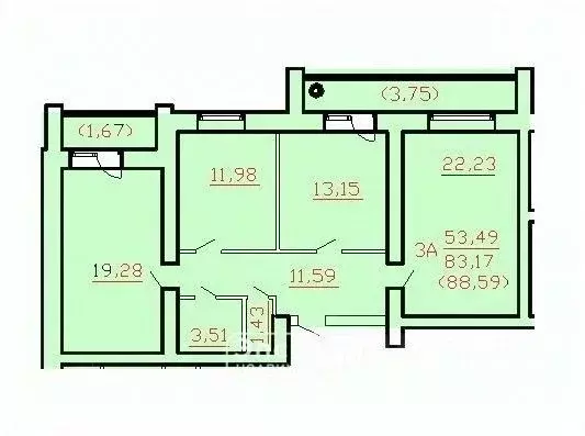 3-к кв. Курская область, Курск Дружининская ул., 26Б (88.6 м) - Фото 1